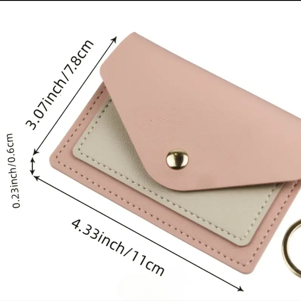 NWT Vegan Leather Two Tone Envelope Flap Card Holder/Keychain - Picture 2 of 4